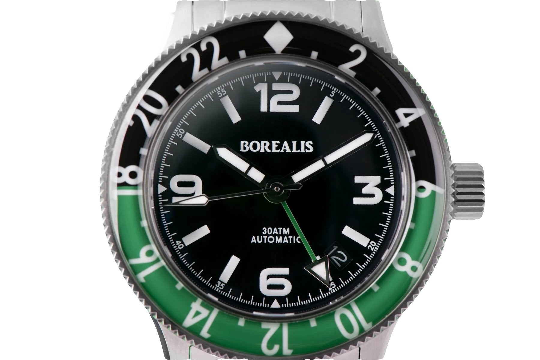 Borealis Sea Storm MK2 GMT Version BI Green Black Bezel Date